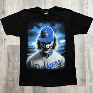 Los Angeles Dodgers JOKER T Shirt Black MLB Batman Baseball T Shirt LA Size M